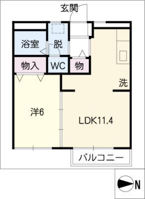 タウンコートII(1LDK/2階)の間取り写真