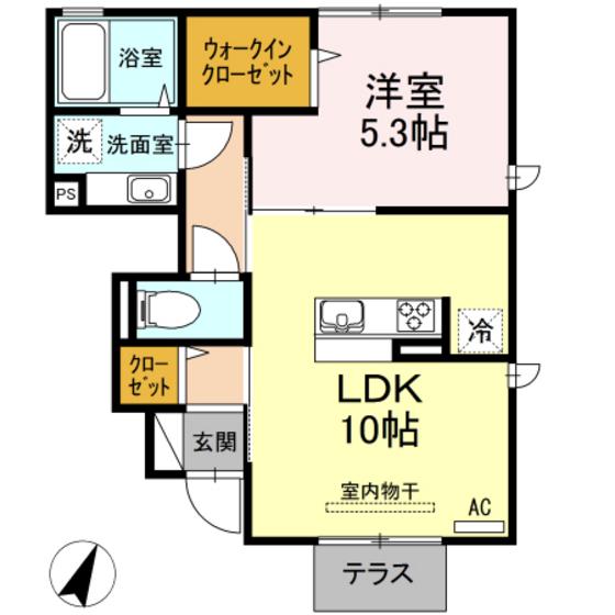 ボンヌール(1LDK/1階)の間取り写真