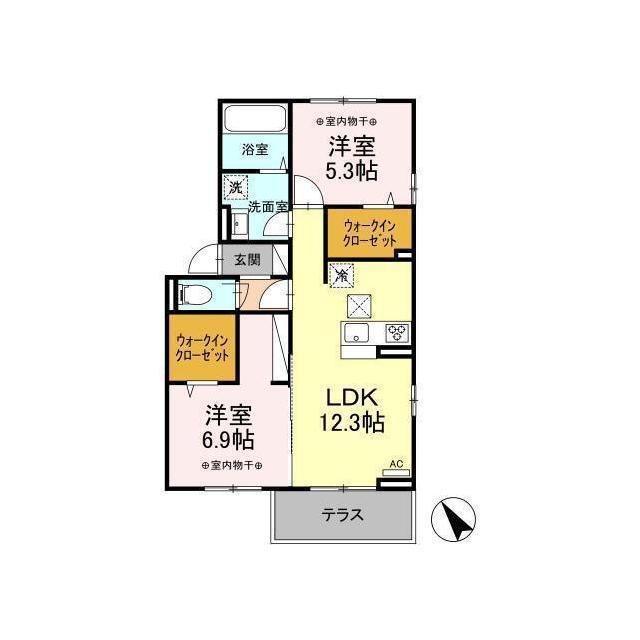 D-ROOM アーバンゲートV(2LDK/2階)の間取り写真