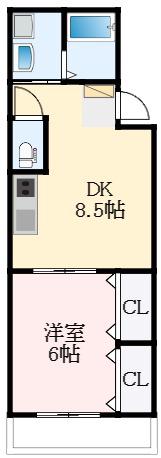 KUKURUEXE古市(1DK/3階)の間取り写真
