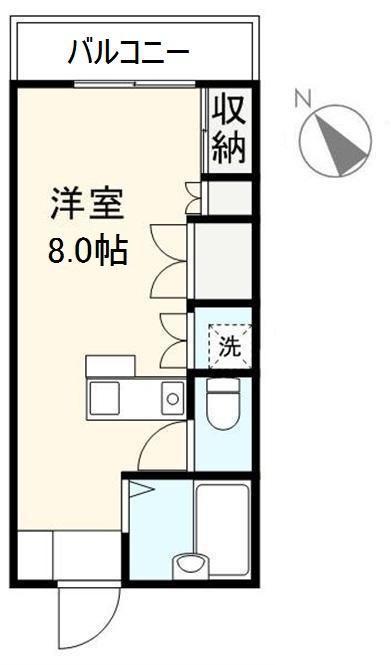 ボレバードマンション(ワンルーム/4階)の間取り写真