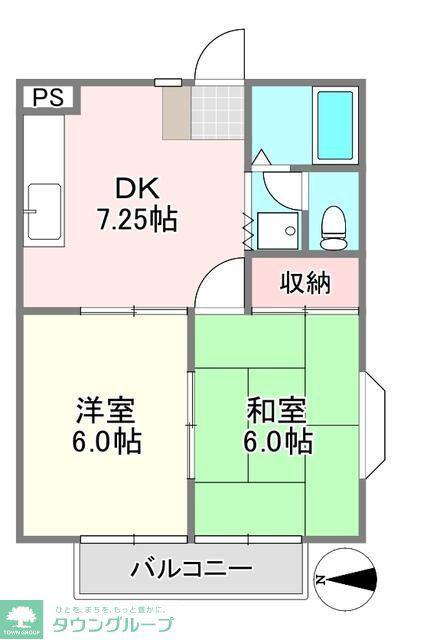 サンハイムシティ(2DK/1階)の間取り写真