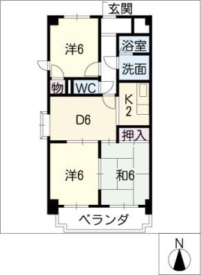 ファミール六番(3DK/9階)の間取り写真