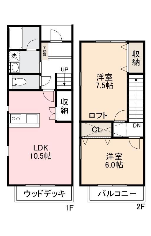 リブレアンジュ N棟(2LDK/1階)の間取り写真
