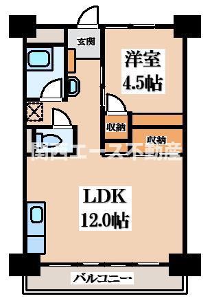 ビレッジハウス南清水タワー(1LDK/8階)の間取り写真