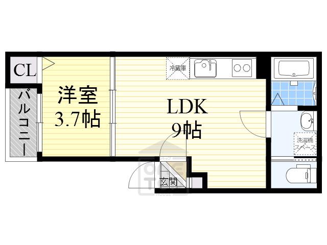 ポラリス摂津 R棟(1LDK/2階)の間取り写真