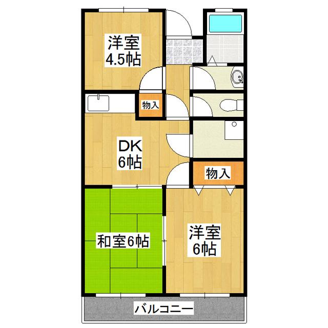 二の宮荒井マンション(3DK/1階)の間取り写真