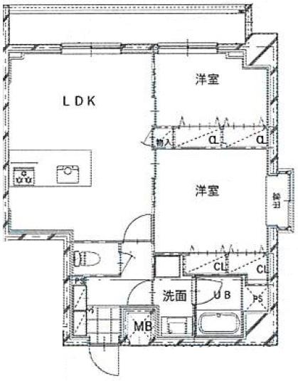 ノキアス新小岩(2LDK/9階)の間取り写真