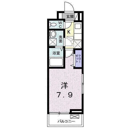 ベルフィオーレ(1K/1階)の間取り写真