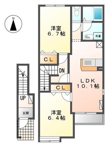 M・CITY弐番館(2LDK/2階)の間取り写真