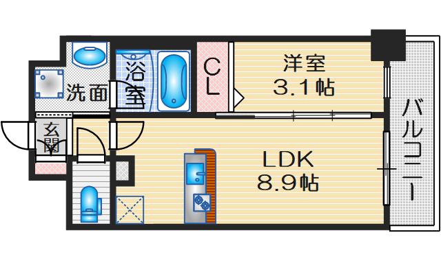 ファーストフィオーレ江坂ガーデン(1LDK/2階)の間取り写真