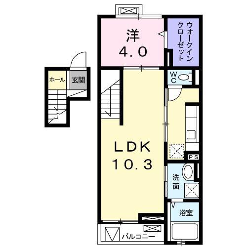サンリット(1LDK/4階)の間取り写真