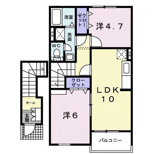 ティーズ・ウィンヒルIV(2LDK/2階)の間取り写真