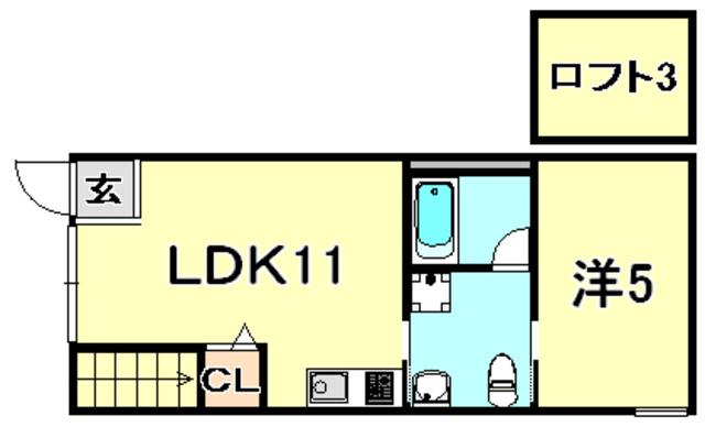 下三条町ソラノマ(1LDK/1階)の間取り写真