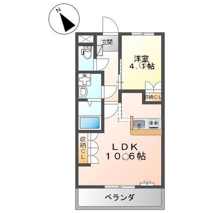 スカイパレス(1LDK/2階)の間取り写真