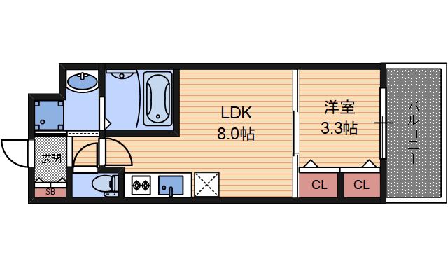 スプランディッド中之島DUE(1LDK/7階)の間取り写真