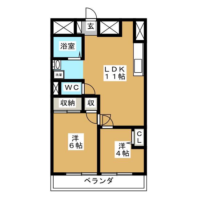 チサンマンション(2LDK/6階)の間取り写真