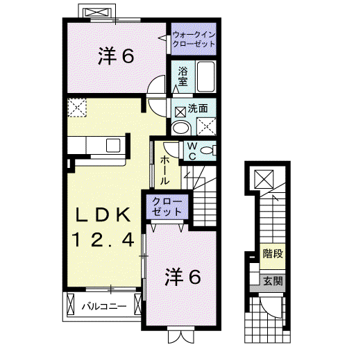 リバーサイドKEN(2LDK/2階)の間取り写真