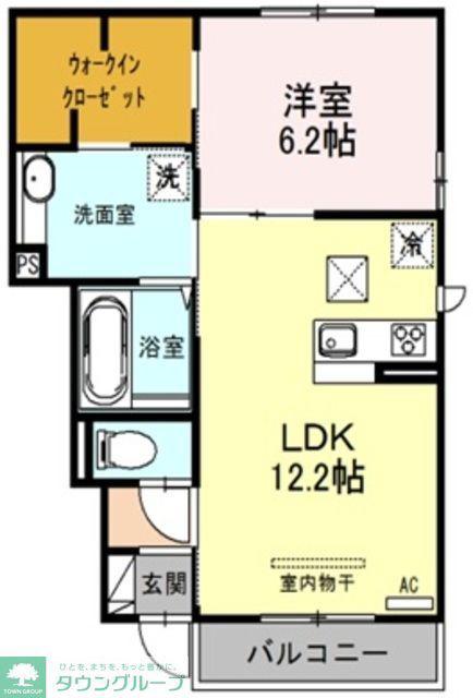 プリムヴェール弐十参番館(1LDK/1階)の間取り写真