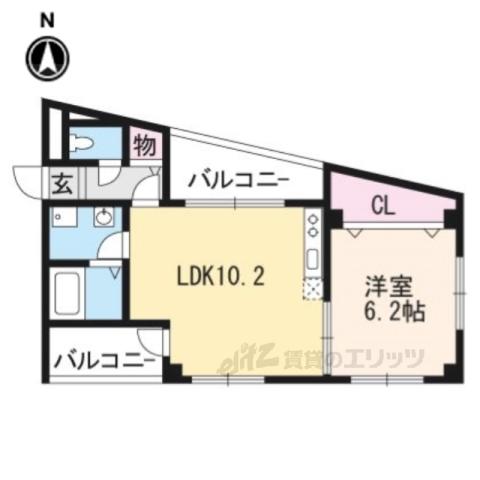 バードレイク北山(1LDK/3階)の間取り写真