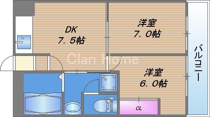 メゾン加藤(2DK/4階)の間取り写真