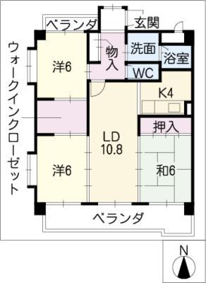 キャステール(3LDK/3階)の間取り写真