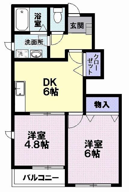 アンジュ・NM(2DK/1階)の間取り写真