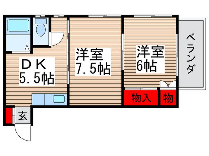大和田マツキマンション(2DK/2階)の間取り写真