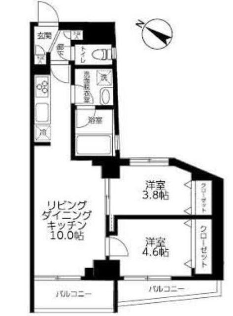 ティモーネ プレミアム東十条(2LDK/3階)の間取り写真