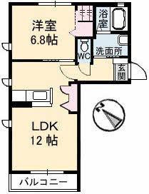 グラティチュード(1LDK/1階)の間取り写真