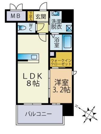 ワイ エム フラット(1LDK/4階)の間取り写真