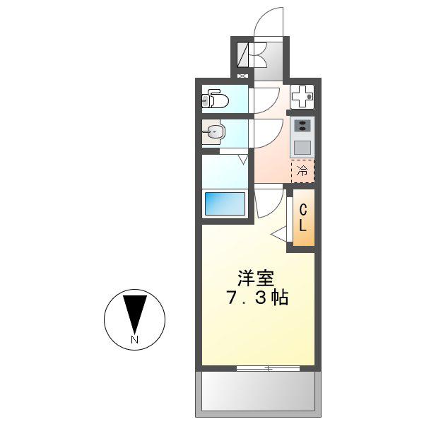プレサンスジェネ新栄町駅前 葵(1K/9階)の間取り写真
