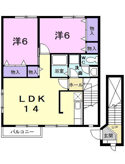 エバーグリーンI(2LDK/2階)の間取り写真