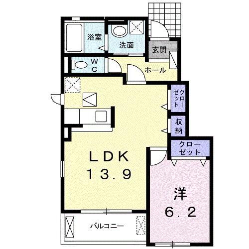 クリアーガーデン(1LDK/1階)の間取り写真