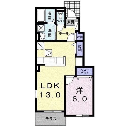 アンジェリーデ(1LDK/1階)の間取り写真