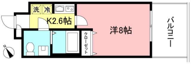 BONO相模大野スカイフラッツ(1K/18階)の間取り写真