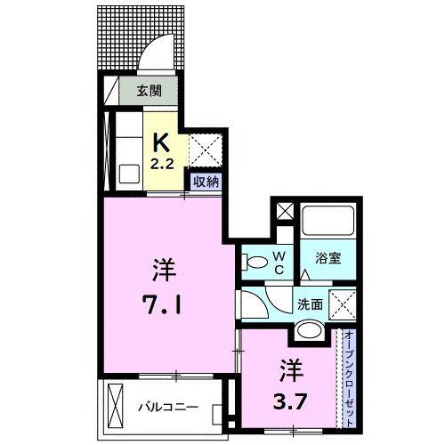 J ポエム(2K/1階)の間取り写真