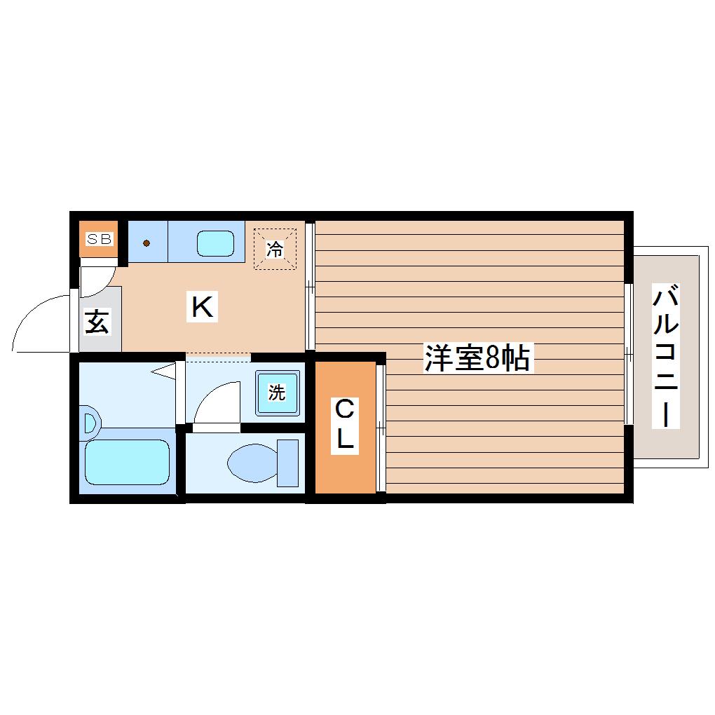 グレース萩野町C(1K/2階)の間取り写真