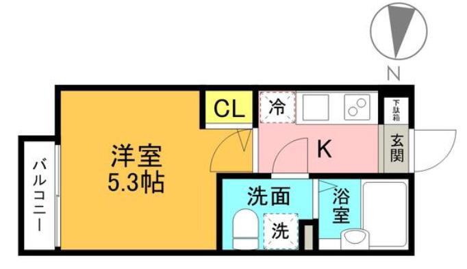 クリスタルレジデンス立川(1K/1階)の間取り写真