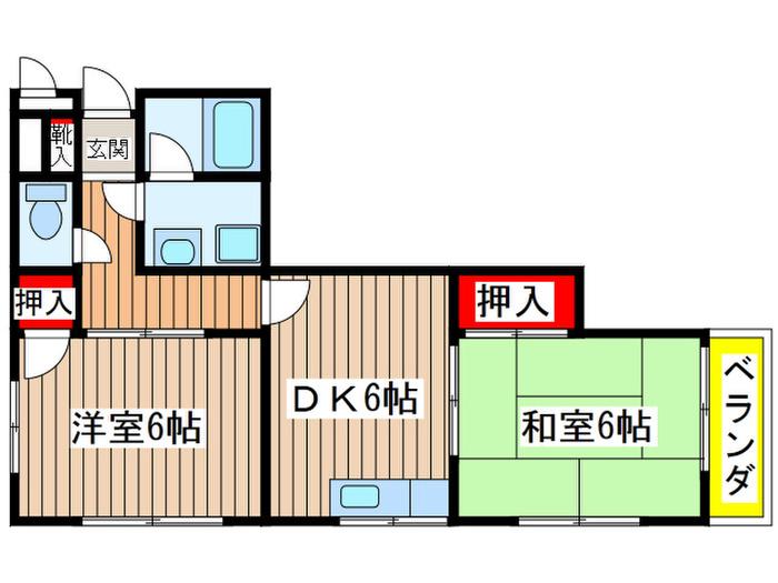 メゾン久方(2DK/2階)の間取り写真