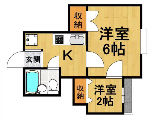 ベル今津(2K/2階)の間取り写真