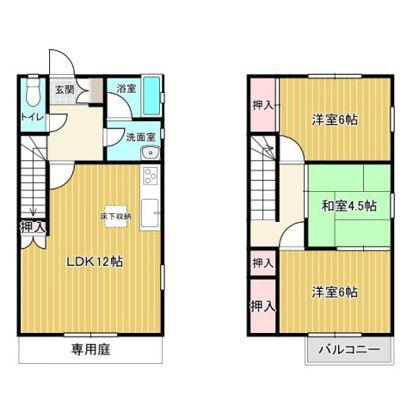 国分ガーデンハイツH棟(3LDK/1階)の間取り写真
