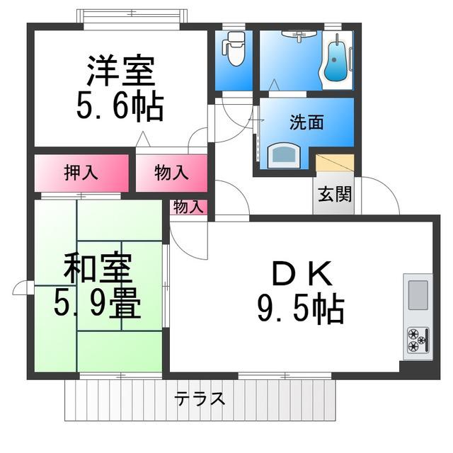 シェーンヴィラK&MⅠ(2DK/1階)の間取り写真