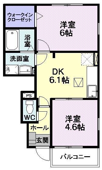 コモド アビターレ(2DK/1階)の間取り写真