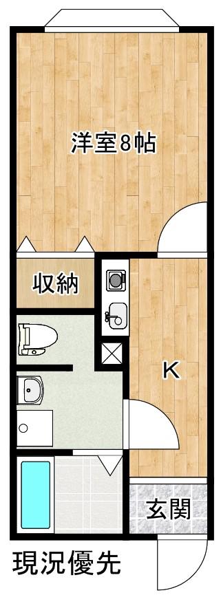 コーポかつべ(1K/1階)の間取り写真