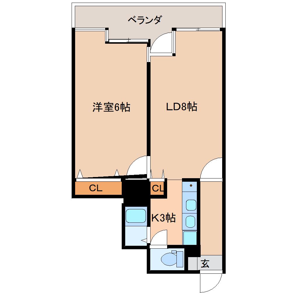 太陽マンション(1LDK/5階)の間取り写真