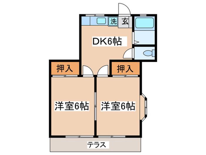 川端ハイム(2DK/1階)の間取り写真