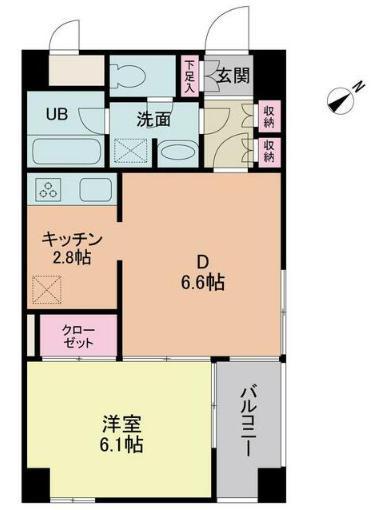 コートプラザ調布(1DK/2階)の間取り写真