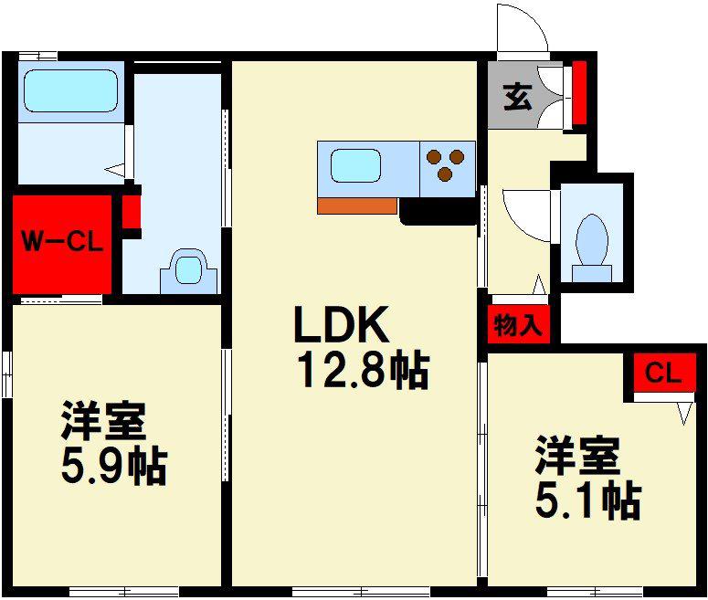 ファーストタワー(2LDK/1階)の間取り写真