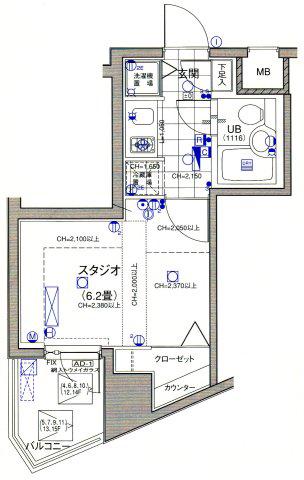 日神デュオステージ笹塚西館(1K/3階)の間取り写真